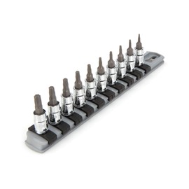 TEKTON 1/4 Inch Drive Torx Bit Socket Set with Rail, 10-Piece (T6-T30) | SHB90103