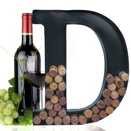 Made Easy Kit Metal Letter Wine Cork Keepsake Saver & Holder Monogram w/Free Wall Mount Kit A-Z (Letter D, Large)