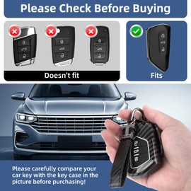 FICOFISE Car Key Case Compatible with VW, Key Cover for VW, 3-Button Car Keys, Key Cover for Skoda, for VW Golf 8 VW ID3 ID4 E-Golf from 12/2019 GTI GTE Clubsport Seat Leon MK 4