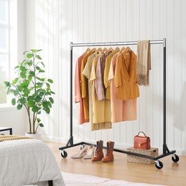 Hoctieon Z Rack, Rolling Clothes Racks with Z-Base, Heavy Duty Garment Rack, Clothing Racks for Hanging Clothes, Sturdy Metal Hanging Holder, Clothes Organizer Rack, Chrome