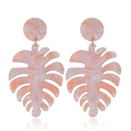 Acrylic Earrings for Women Girls,Statement Leaf Drop Dangle Earrings Palm Leaf Earrings Resin Earrings Fashion Cute Jewelry (Pink, One size)