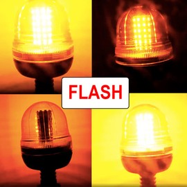 Tractor Led Beacon Light Yellow Strobe Lights with T Shape Metal Bracket for Trucks 12V 24V Amber Light Rotating Beacon for Truck Snow Plow, Excavator