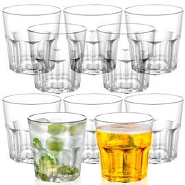 ZHANChen Glasses, Acrylic Drinking Glass, Unbreakable Plastic Cups, Reusable Cocktail Water Cups, Glasses for Home, Restaurants, Parties, Dishwasher (Transparent 260 ml), Pack of 10