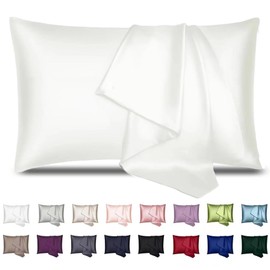 INSSL Silk Pillowcase for Women, Mulberry Silk Pillowcase for Hair and Skin and Stay Comfortable and Breathable During Sleep (Standard, Ivory)