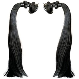 3T-SISTER Pigtails for Helmets Works on Matte Helmets Hair Decoration for Motorcycle Bike Bicycle 2PCS 14inch (Helmet not Included)… (Black)