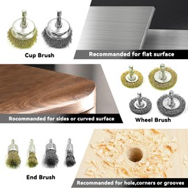 Daily Treasures 10 Pack Wire Wheel Cup Brush Set for Drill Abrasive with 1/4" Hex Shank, Extension Rod for Safty, Brass Coated Crimped Drill Sanding Attachment, Metal Brush for Drill Rust Removal