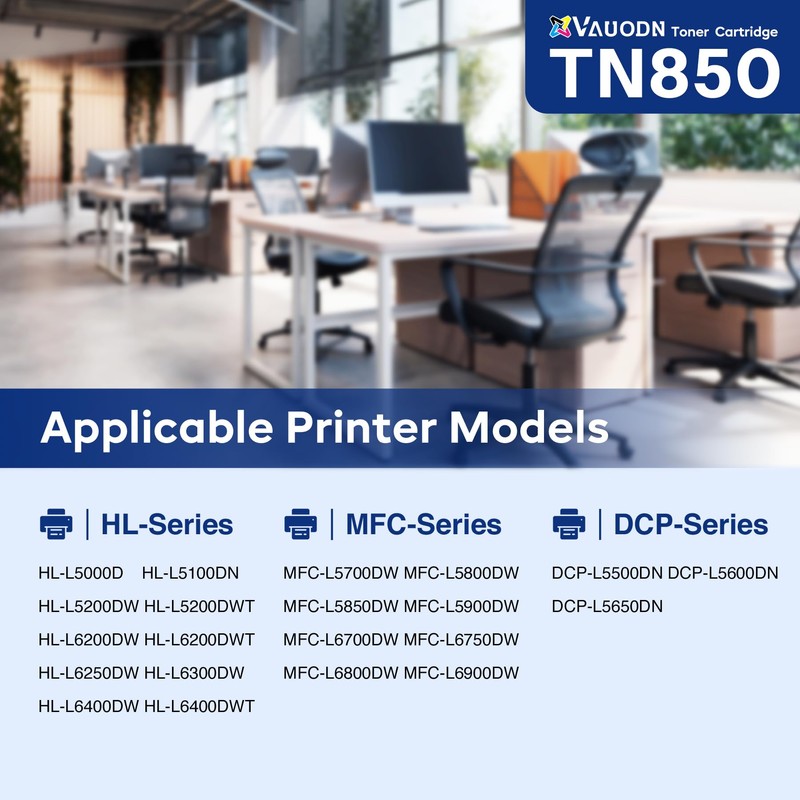 TN850 Toner Cartridges 2BK High Yield Compatible for Brother HL-L6200DW