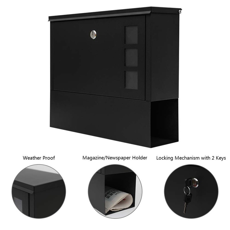 KYODOLED Locking Mailbox Wall Mount,Locked Mailboxes for Outside,Mail Box with