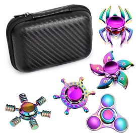 Metal Fidget Spinners for Kids and Adults, 5PCS X-Shape Finger Hand Spinners, Anti-Anxiety Stress Relief Toys, Party Favors (5 pcs)