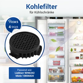 VIOKS Fridge Filter Activated Carbon Filter 45 mm Diameter 4 x Replacement for Liebhеrr Fresh Air Filter 9096342 9882471 Freshair Activated Carbon Filter Liebherr & Spare Parts Fridge Liebherr