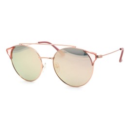 SA106 Womens CR39 Polarized Lens Designer Metal Horn Rim Sunglasses Gold Pink Pink Mirror