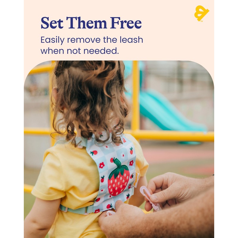 GoldBug Toddler Safety Harness and Bungee Tether - Patchwork Berry