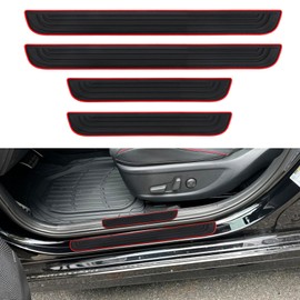 4PCS Car Door Sill Protector, Anti-Scratch Rubber Car Door Protector Edge Guards for Door Steps, Universal Car Exterior Accessories Waterproof Door Threshold Strips for Car Truck SUV (Width 2.36")