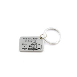 Drive Safe Daddy Customized Key Chain - Gift For semi truck driver