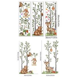 Giant Jungle Green Tree Wall Stickers Safari Animal Tree Branches Wall Decals DIY Removable Forest Woodland Wild Animals Deer Bear Green Leaf Decor for Kids Baby Bedroom Living Room Nursery Decoration