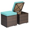 RELAX4LIFE Wicker Outdoor Storage Ottoman, 2-Piece Rattan Footstool w/Removable Cushion,
