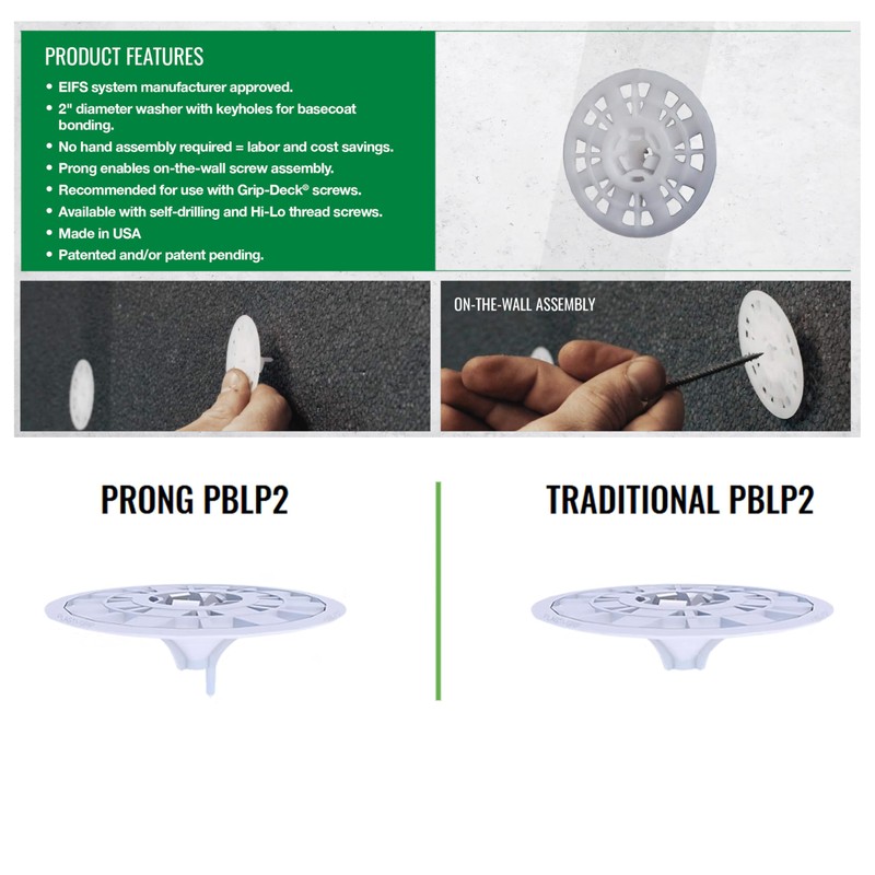 TruFast 2" Plasti-Grip PBLP2 Prong Washer (1000 EA) White Plastic