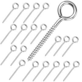 Muzata 20 Pack Eye Screws 3.3 Inch Stainless Steel Eye Hooks Screw for Wood Heavy Duty Self Tapping M6 Eyelet Hooks Securing Cables Wire Indoor Outdoor CR18