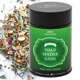 Hallingers Loose Herbal Tea with Ginger, Cassis & Lemongrass (70 g) - Forest Walk (Premium Tin) - for Christmas, Recovery, New Year's Eve - Give Now for Christmas 2023