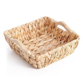 JS Maison Water Hyacinth Woven Wicker Basket with 4 Sections for Organizing Kitchen, Rooms and Bathrooms
