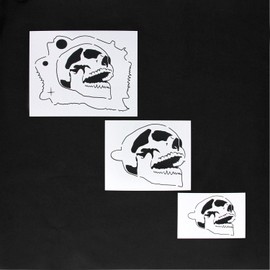 Custom Shop Airbrush Stencil Skull Design Set #7 (3 Different Scale Sizes) - 3 Laser Cut Reusable Templates - Auto, Motorcycle Graphic Art