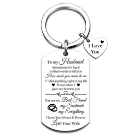 Husband Gifts Fathers Day Gift from Wife Men Wedding Anniversary Birthday Gifts for Husband I Love You Gift for Soulmate To My Huband Keychian
