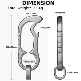 TISUR Titanium Carabiner Keychain Clip, Quick Release Key chain, Bottle Opener Keychain for Men EDC (1Pc Titanium Carabiner Clip)