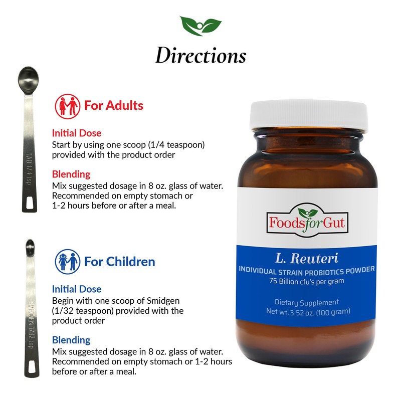 Foods For Gut Lactobacillus Reuteri Probiotic Powder 75 Billion cfu's