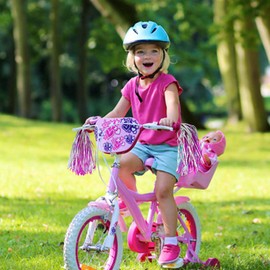 PLATT Kid's Bicycle Handlebar Streamers Colorful Ribbons Tassel for Girls Boys Bicycle Handlebar Scooter Handgrip (1Pair) (Pink B)