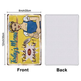 SUPERDANT Today's Menu Tin Sign Take It or Leave It Metal Tin Signs Retro Metal Sign Kitchen Metal Wall Art Funny Quotes Sign for Kitchen Home Restaurants Cafes Bars Pub Man Cave Wall Decor
