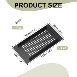 PATIKIL 6 x 3 Inch Door Air Vent Cover, 2 Pcs Aluminum Grille Ventilation Cover Louvered Diamond Hole with Mounting Screws for Cabinet Wardrobe Door, Black