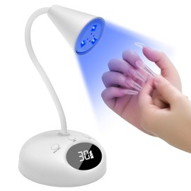 CGBE Mini UV Lamp for Gel Nails: 18 W LED Beads Nail Lamp with 4 Modes, Smart Auto Sensor and LCD Display, Mini UV Lamp for Nails for DIY Manicures at Home or in Salon. (White)