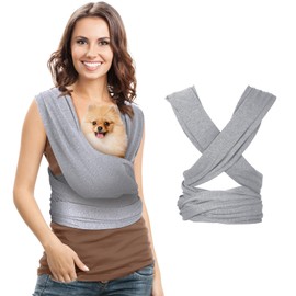 Clysee Dog Sling Carriers, Cat Wrap Carrier Chest, Front Facing Dog Sling, Hands Free, Size Adjustable, Soft Cotton, Swaddle Bag for Outdoor(Light Grey)