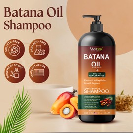 VANIDOX Batana Oil Shampoo – Biotin & Niacinamide Infused – Supports Thicker-Looking Hair – Moisturizing & Nourishing for Thinning Hair and Scalp Care – Sulfate-Free, 16 fl oz