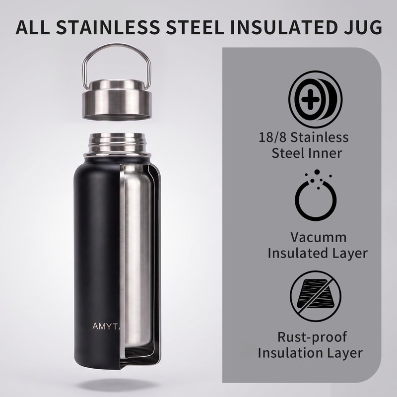 Vacuum All Stainless Steel Insulated Water Bottle 24OZ - Black