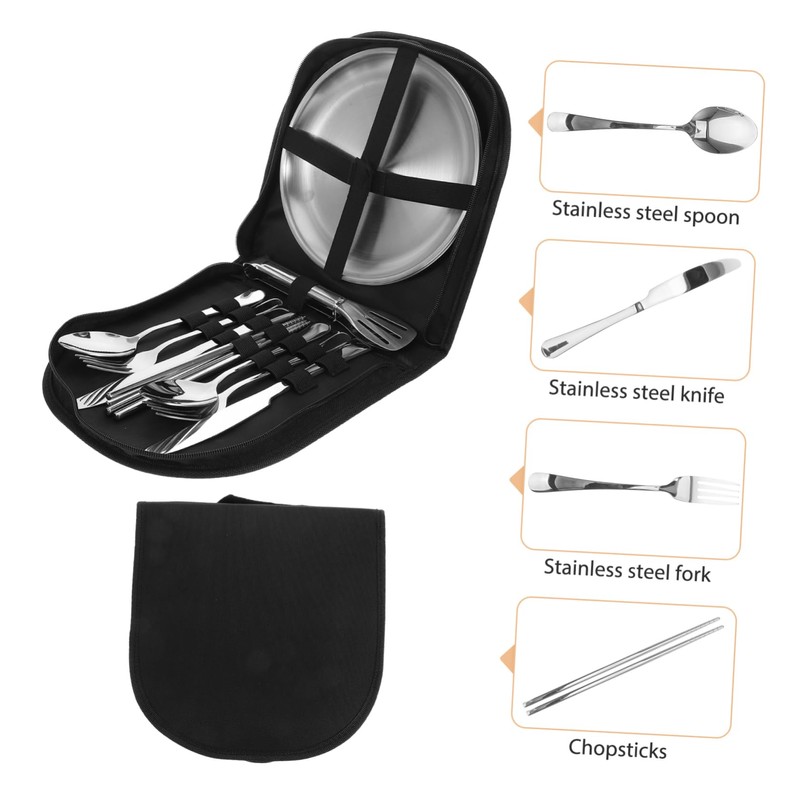 Kisangel 1set Portable Cutlery Set Case Outdoor Utensils for Camping