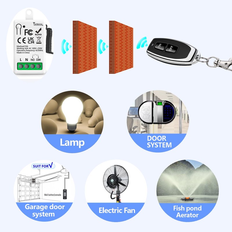 Tedeligo Universal AC 220V 230V 1 Channel Wireless Remote Control