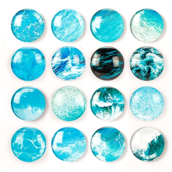 16 Pcs Fridge Magnets Ocean Style Decorative Magnets Cute Glass