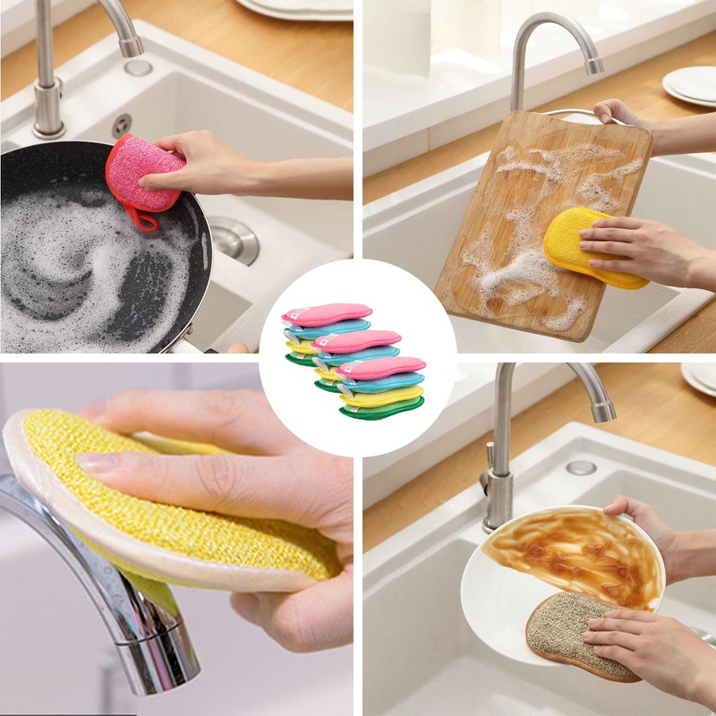 Pack of 12 Washable Colourful Kitchen Sponge Cleaning Sponge Double
