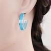 TaYolnFaSo Blue Enamel Hoop Earrings for Women C Shaped Round