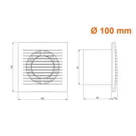 LIRAST Diameter 100 mm White Bathroom Fan with Power Plug - Fan for Efficient Ventilation in the Bathroom Kitchen Toilet