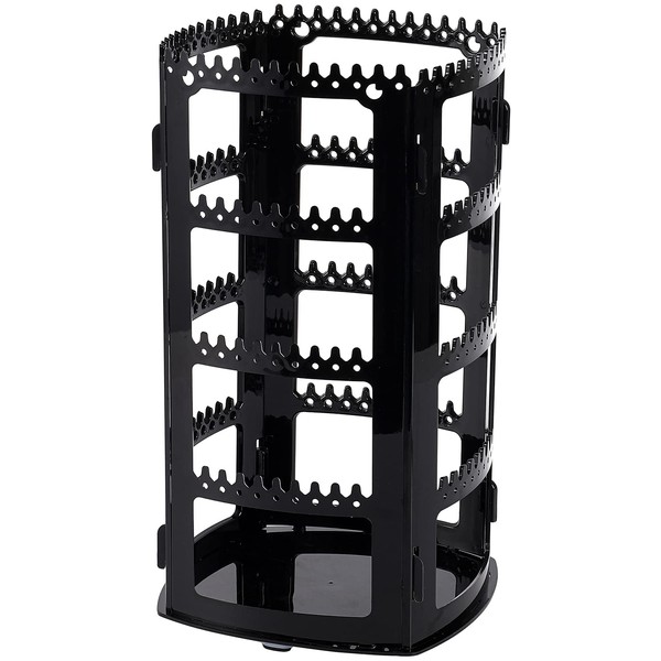Sooyee 360 Rotating Earring Holder and Jewelry Organizer, 4 Tiers Jewelry Rack Display Classic Stand, 156 Holes and 160 Grooves for Necklaces Earrings Piercings, Black