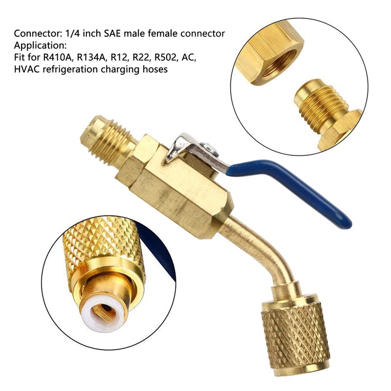 6PCS Refrigerant Angled Compact Ball Valve Fit for R410A R134A
