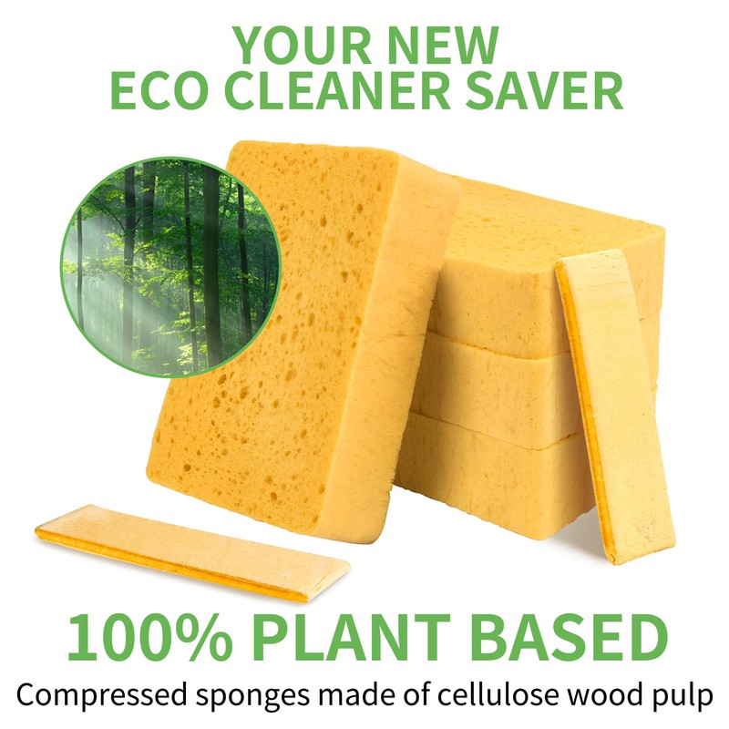 10 Count Compostable Thicker Pop-Up Sponges - Expanding, Non-Scratch, Plant-Based