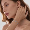Inpasne Aquamarine Bracelet for Women 925 Sterling Silver Princess Cut