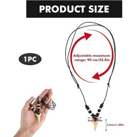 Shark Tooth Necklace Surfers Necklace Pendant Handmade Necklace with Adjustable Vintage Rope Animal Tooth Pendant Beach Jewellery Men's Necklace for Women Men Girls Boys Teens Kids