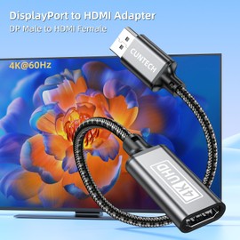 4K@60Hz Display Port to HDMI Adapter 2-Pack, Display Port Male to HDMI Female Adapter Compatible with HP, ThinkPad, AMD, NVIDIA, Desktop for Monitor, HDTV, Projector, Desktop, Laptop, Space Gray