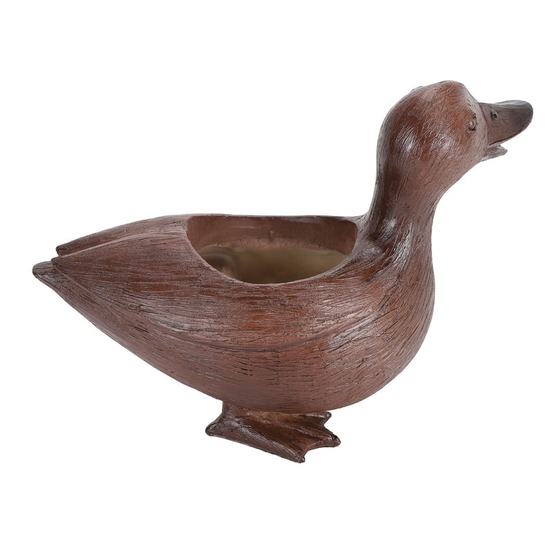 Duck Shaped Planter Resin Waterproof Decorative Animal Flower Pot for