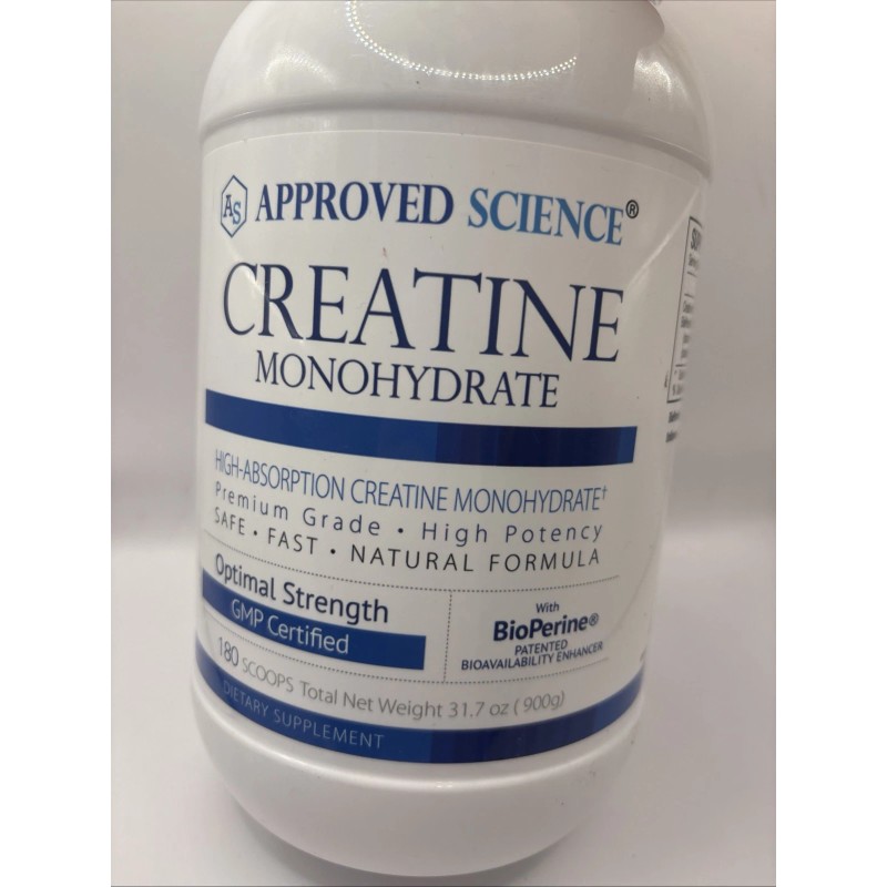 Approved Science Creatine Monohydrate Powder with BioPerine 180 Servs (900