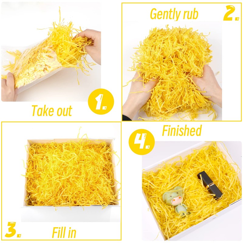 Shredded Tissue Paper - Vaktop Yellow Shredded Paper, 100g Raffia